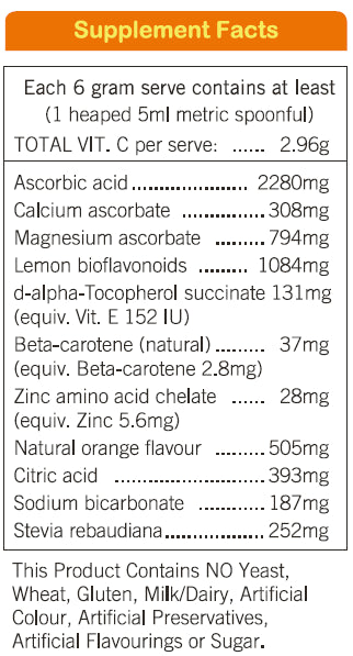 Image of ingredients in Daily Vitamin C Powder